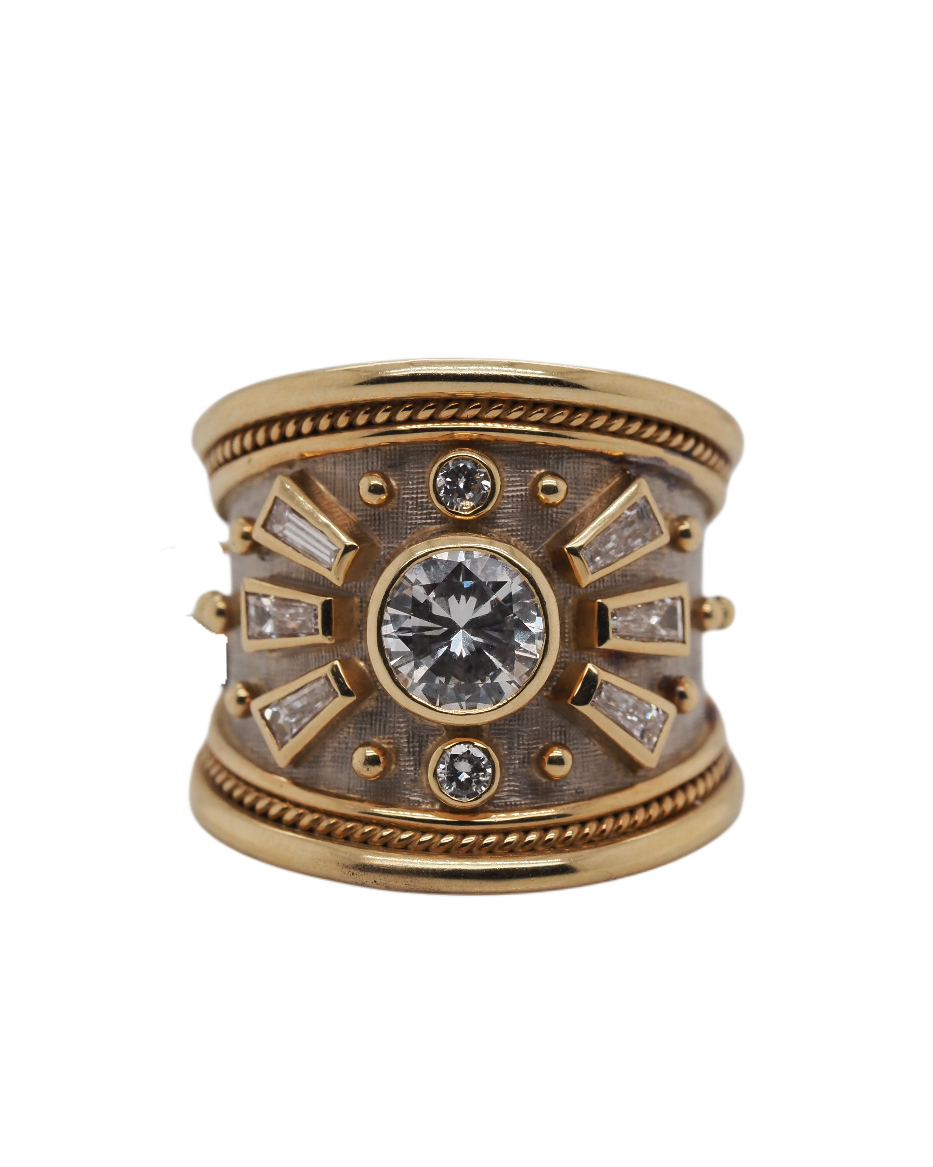 Ogden of Harrogate Jewellery 18ct Yellow Gold Diamond Elizabeth Gage Sunburst Motif Ring