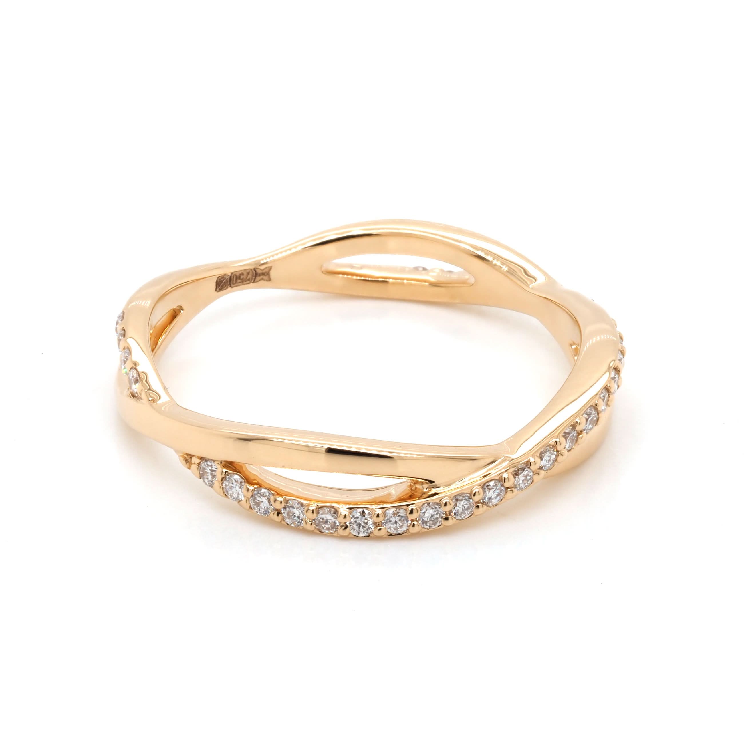 Ogden of Harrogate Jewellery 18ct Yellow Gold Diamond-Set Wavy Ring