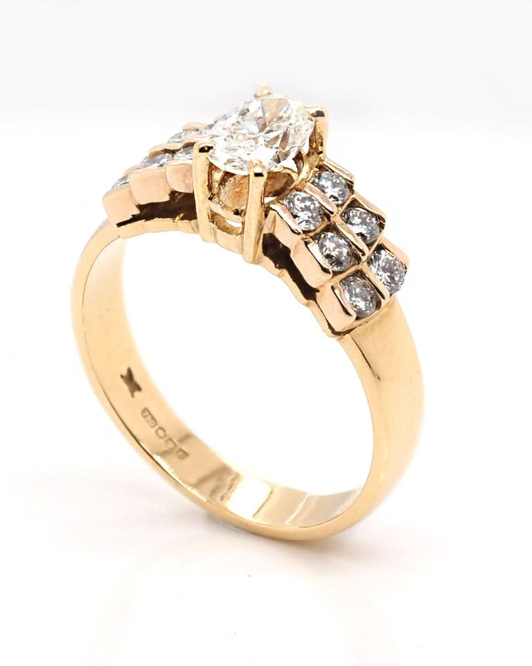 Ogden of Harrogate Jewellery 18ct Yellow Gold Diamond Solitaire Ring with Diamond-Set Shoulders
