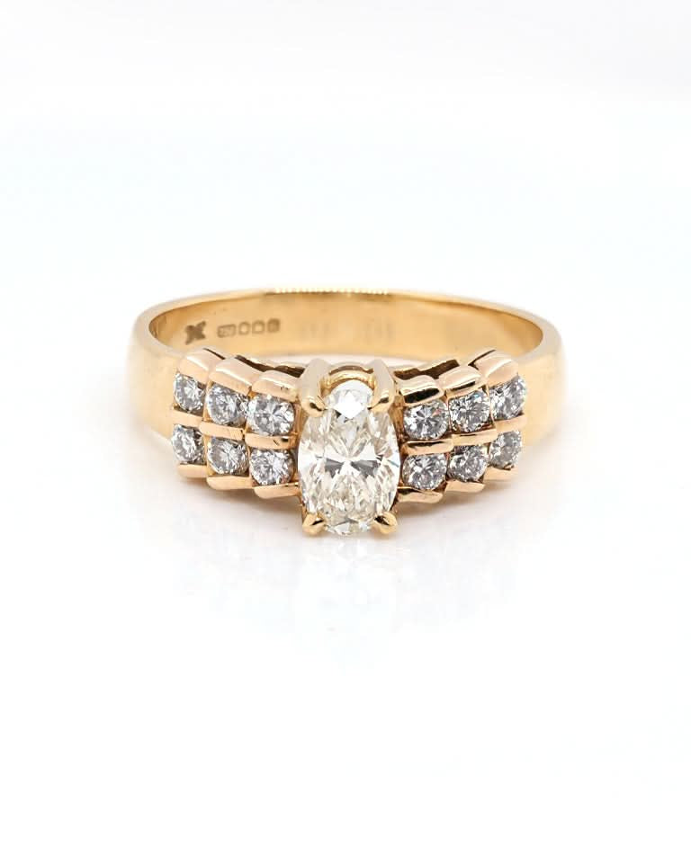 Ogden of Harrogate Jewellery 18ct Yellow Gold Diamond Solitaire Ring with Diamond-Set Shoulders