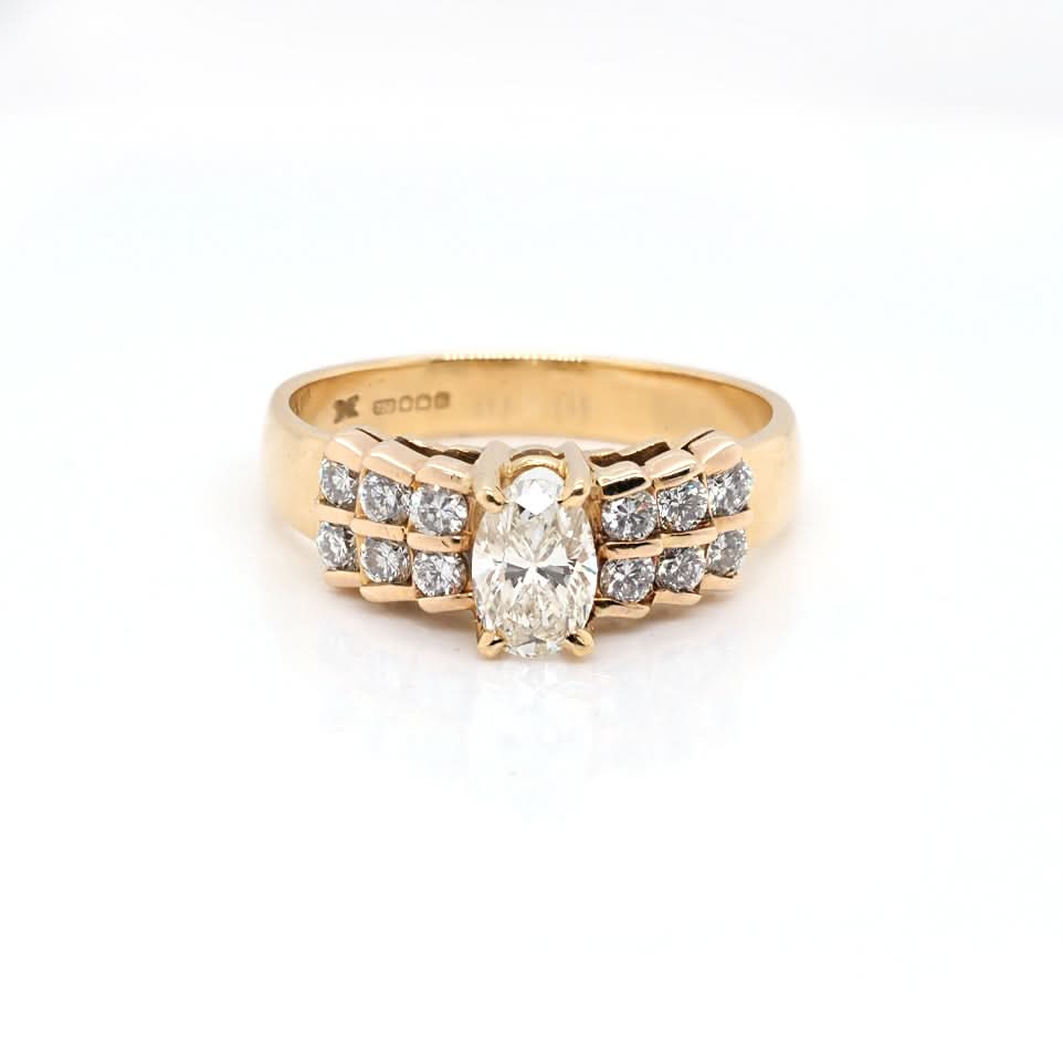 Ogden of Harrogate Jewellery 18ct Yellow Gold Diamond Solitaire Ring with Diamond-Set Shoulders