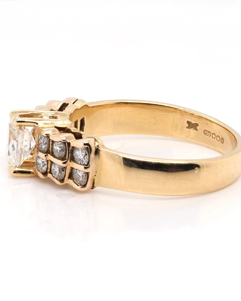Ogden of Harrogate Jewellery 18ct Yellow Gold Diamond Solitaire Ring with Diamond-Set Shoulders