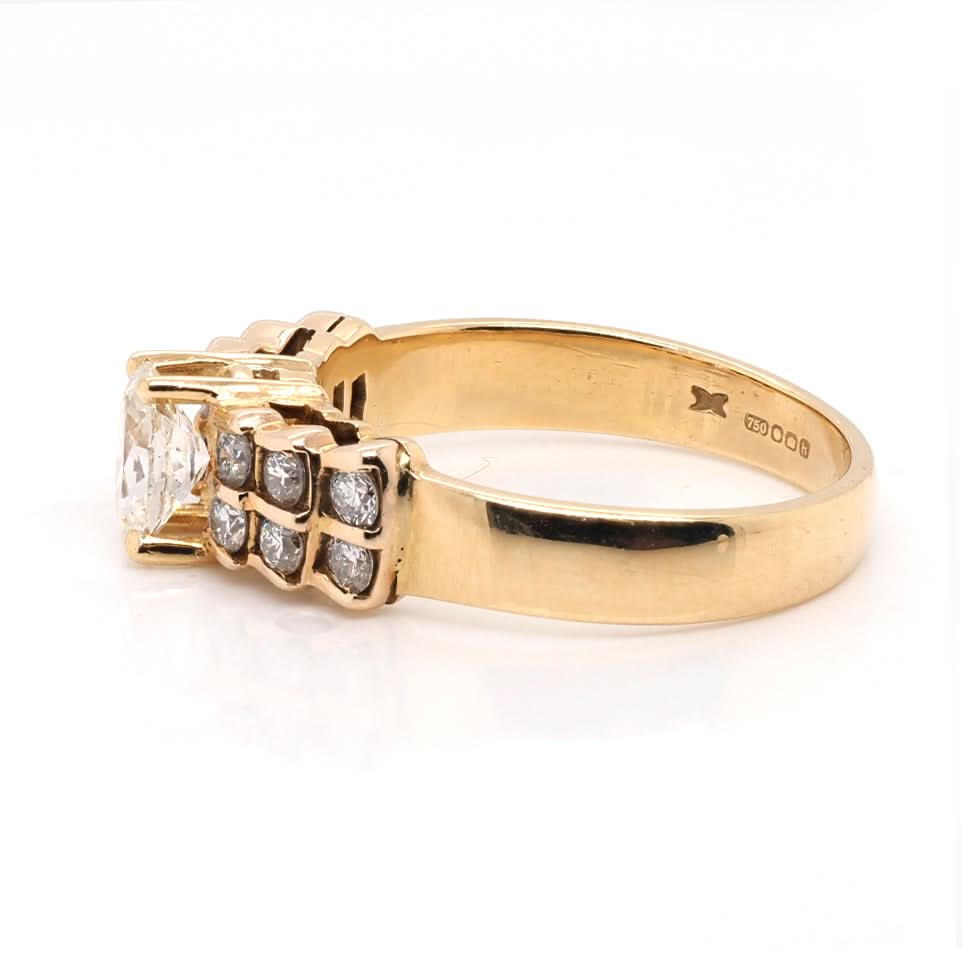 Ogden of Harrogate Jewellery 18ct Yellow Gold Diamond Solitaire Ring with Diamond-Set Shoulders