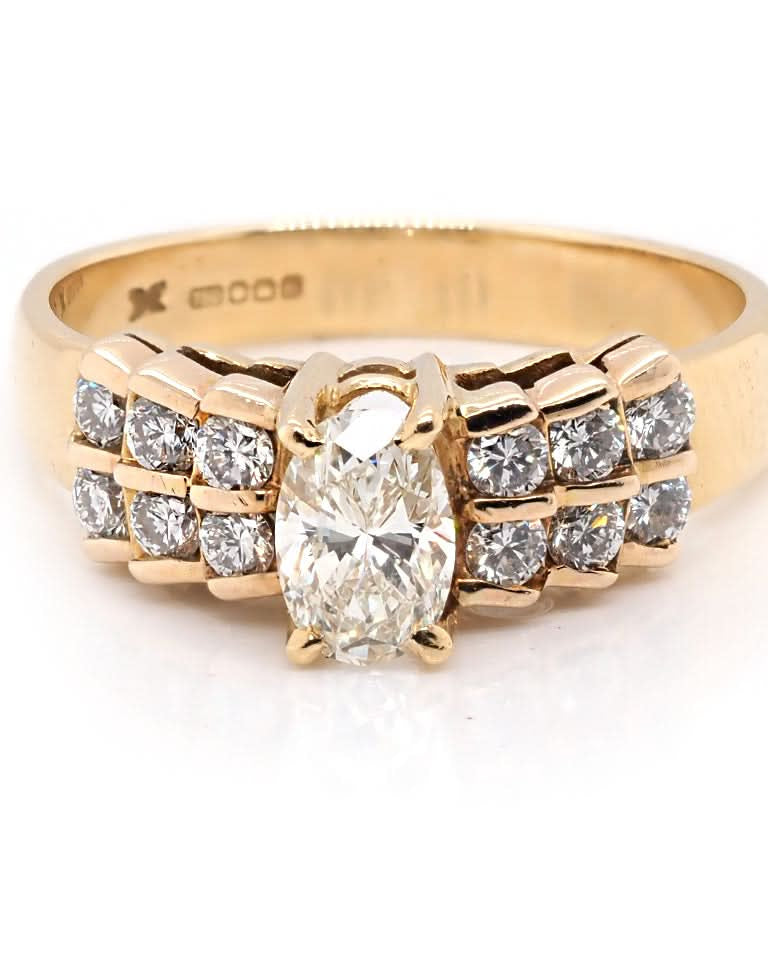 Ogden of Harrogate Jewellery 18ct Yellow Gold Diamond Solitaire Ring with Diamond-Set Shoulders
