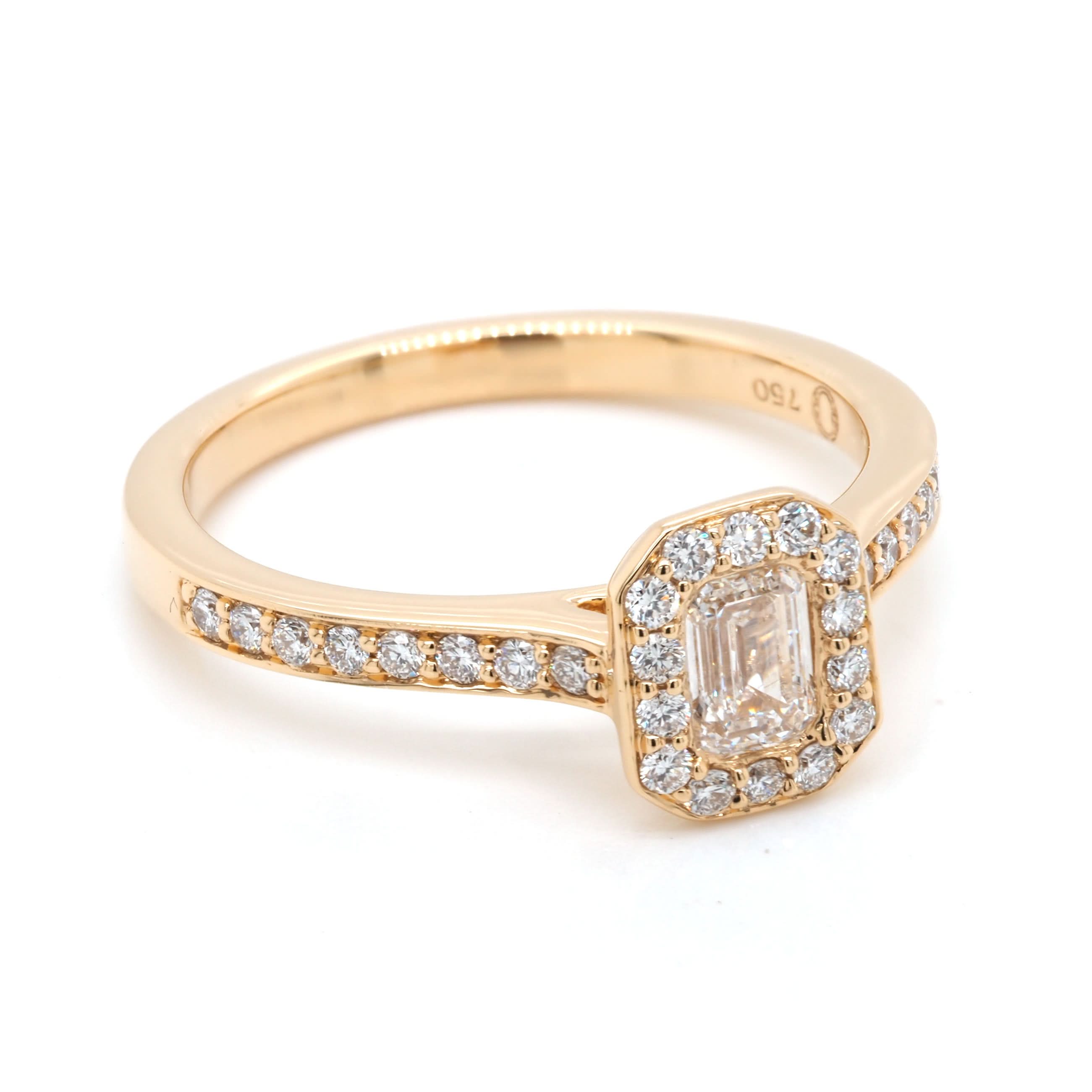 Ogden of Harrogate Jewellery 18ct Yellow Gold Emerald-Cut Diamond Cluster Ring