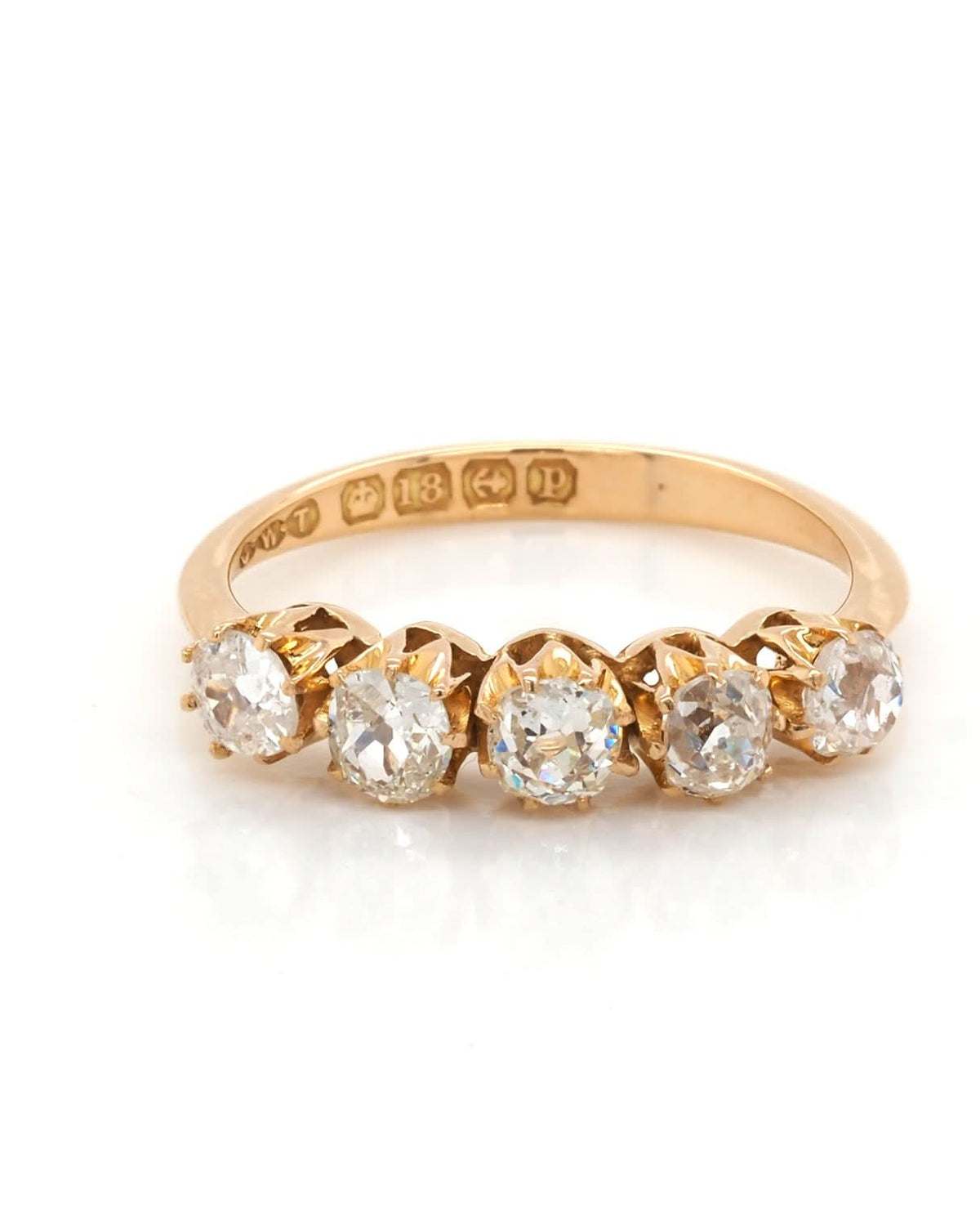 Ogden of Harrogate Jewellery 18ct Yellow Gold Five-Stone Diamond Ring, c.1914