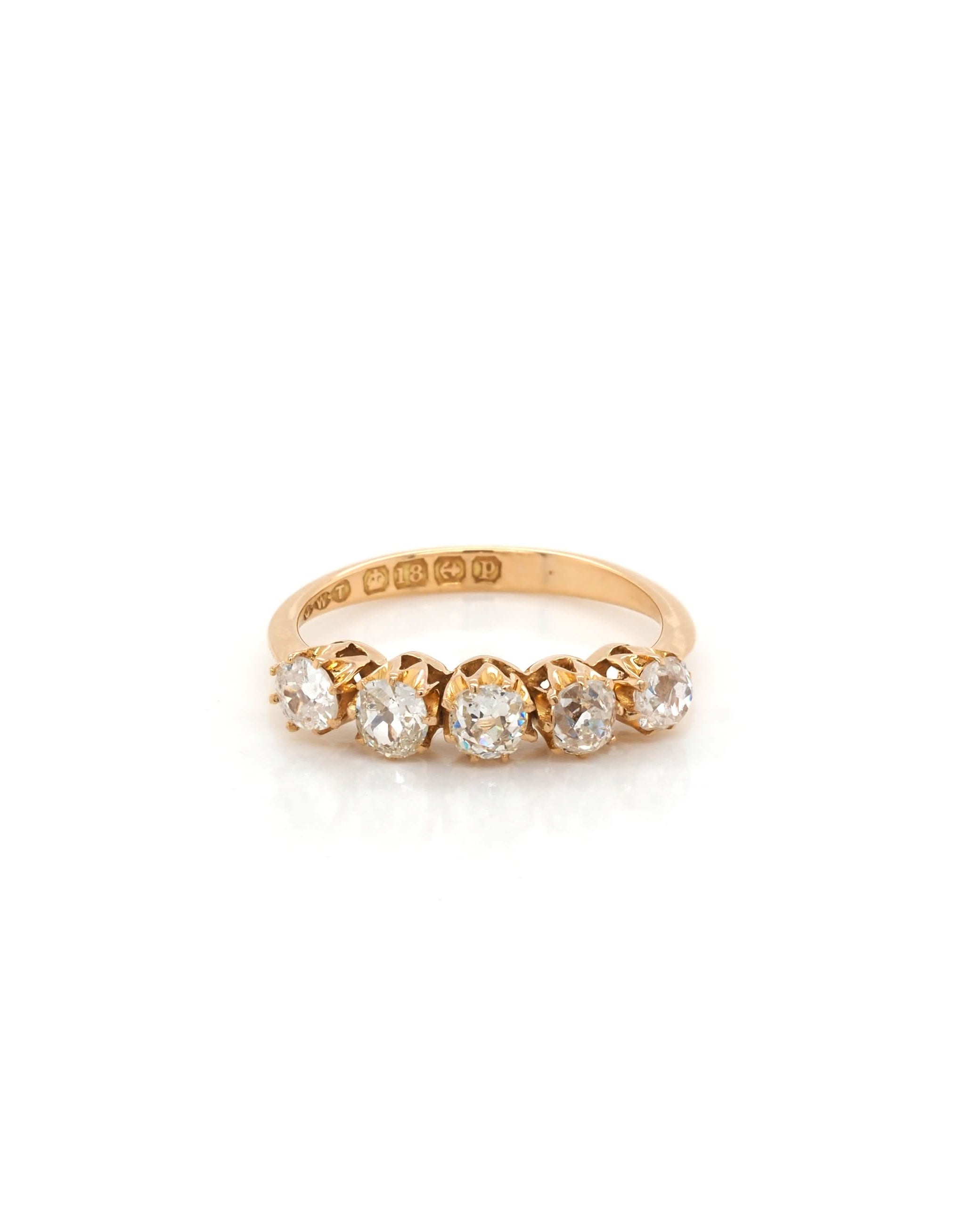 Ogden of Harrogate Jewellery 18ct Yellow Gold Five-Stone Diamond Ring, c.1914