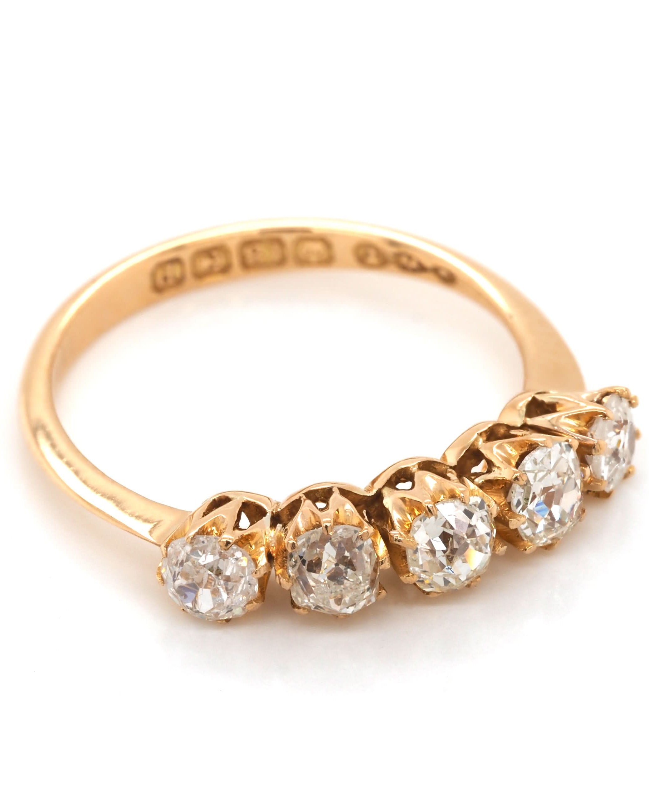 Ogden of Harrogate Jewellery 18ct Yellow Gold Five-Stone Diamond Ring, c.1914