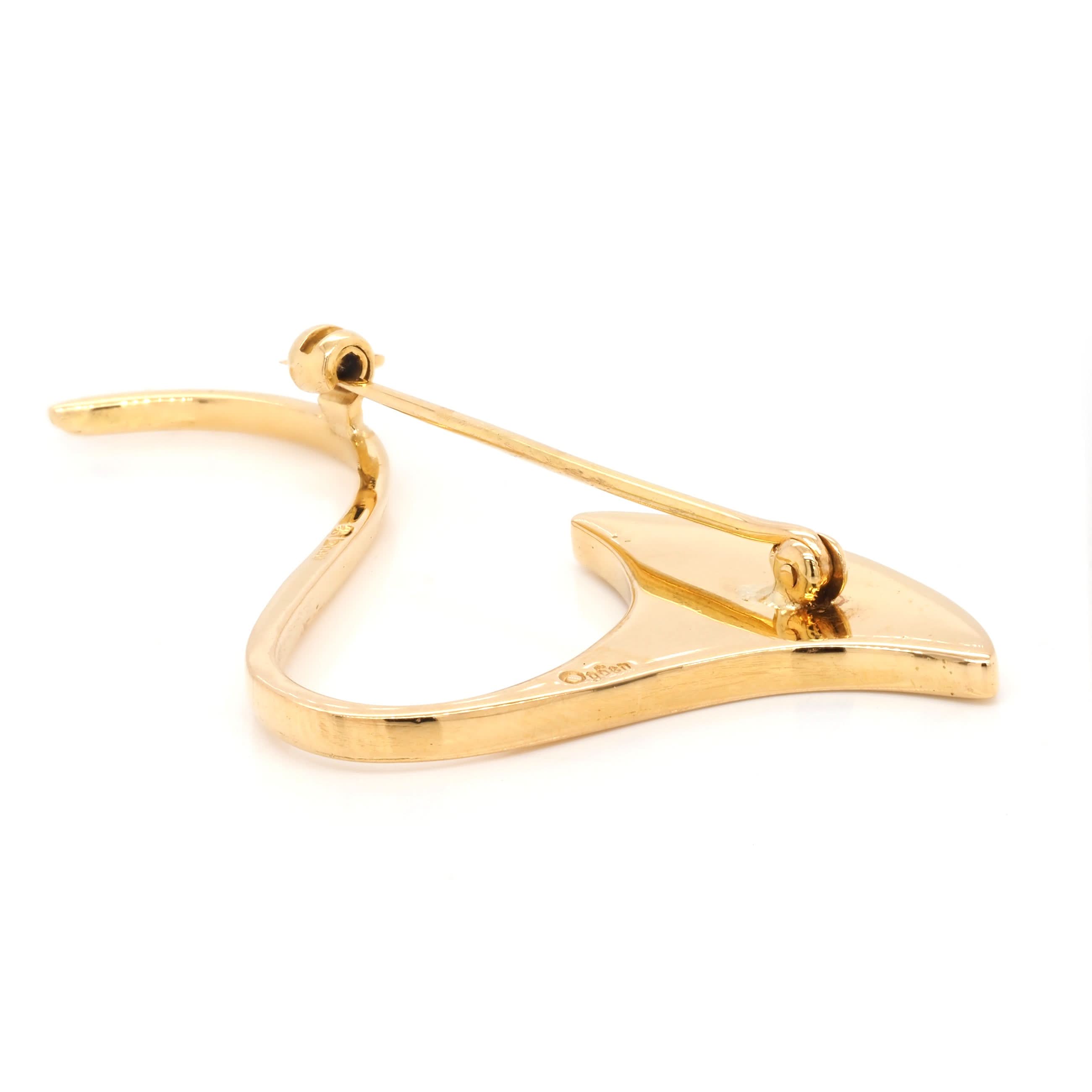 Ogden of Harrogate Jewellery 18ct Yellow Gold Green Enamelled Lotus Flower Brooch