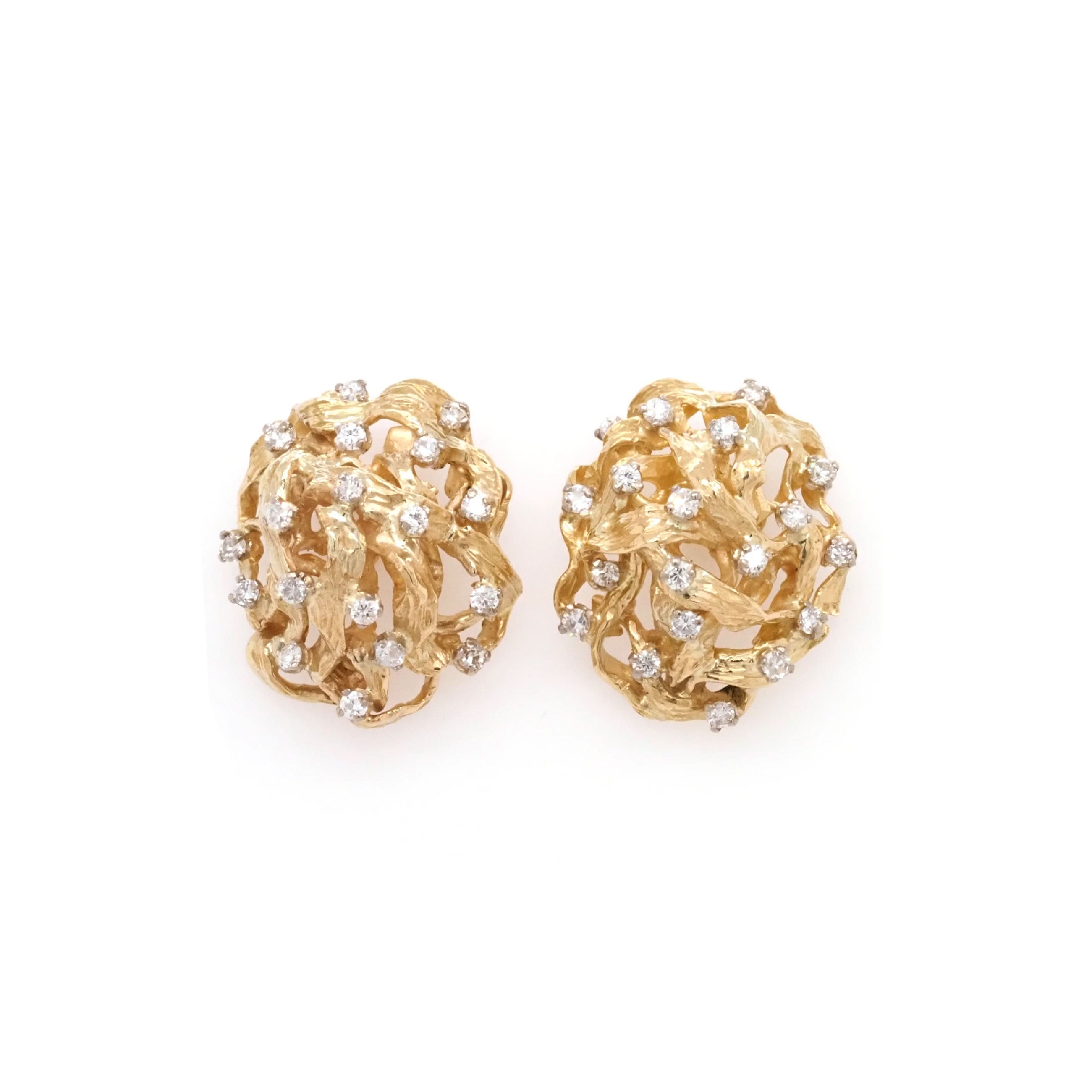Ogden of Harrogate Jewellery 18ct Yellow Gold Large Open Diamond Cluster Earrings