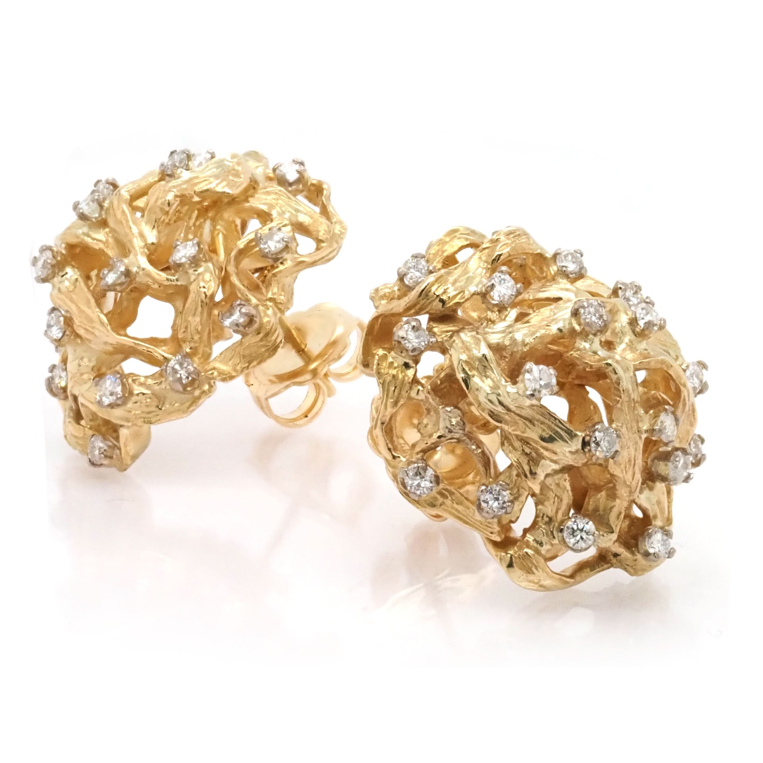 Ogden of Harrogate Jewellery 18ct Yellow Gold Large Open Diamond Cluster Earrings
