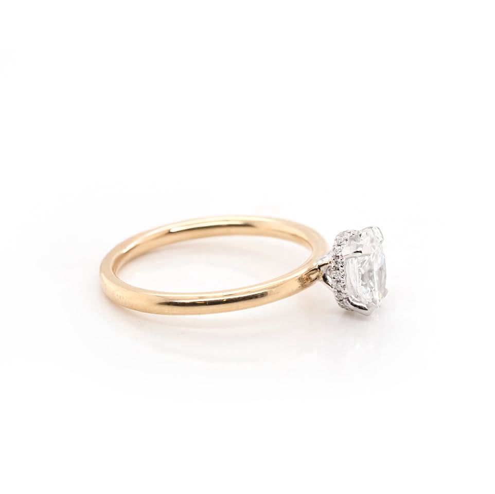 Ogden of Harrogate Jewellery 18ct Yellow Gold Oval Diamond Solitaire Ring With Diamond Set Setting