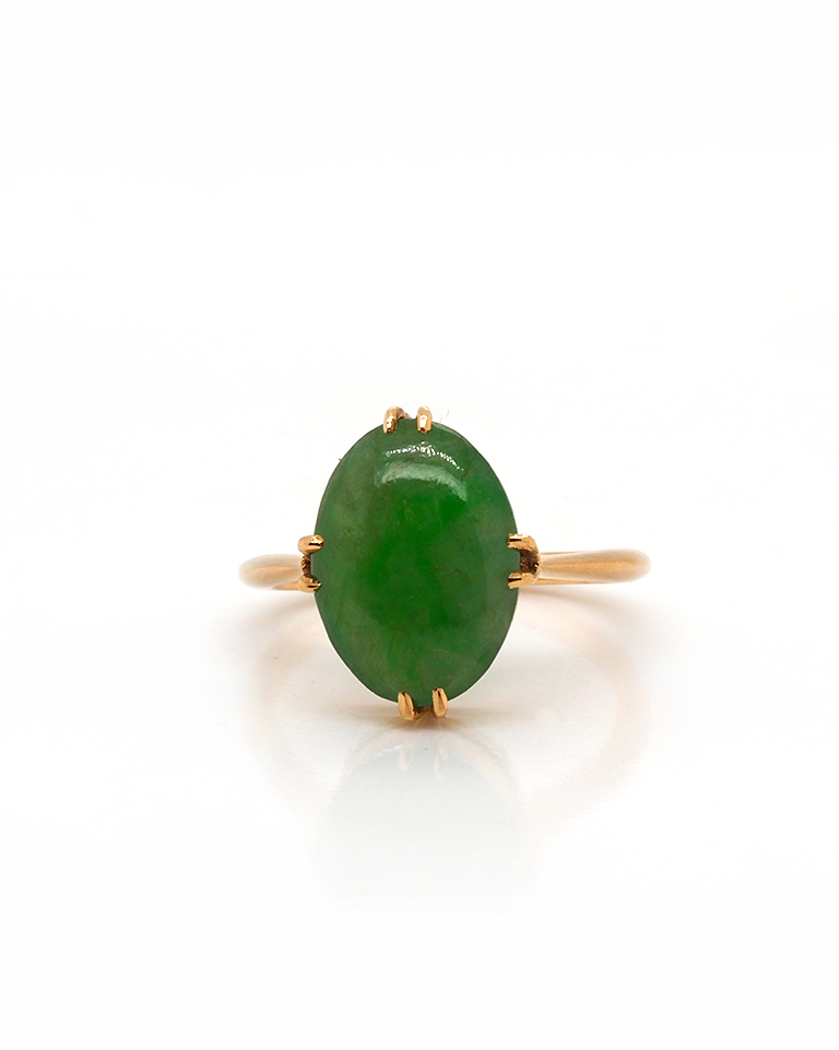 Ogden of Harrogate Jewellery 18ct Yellow Gold Oval Jade Ring