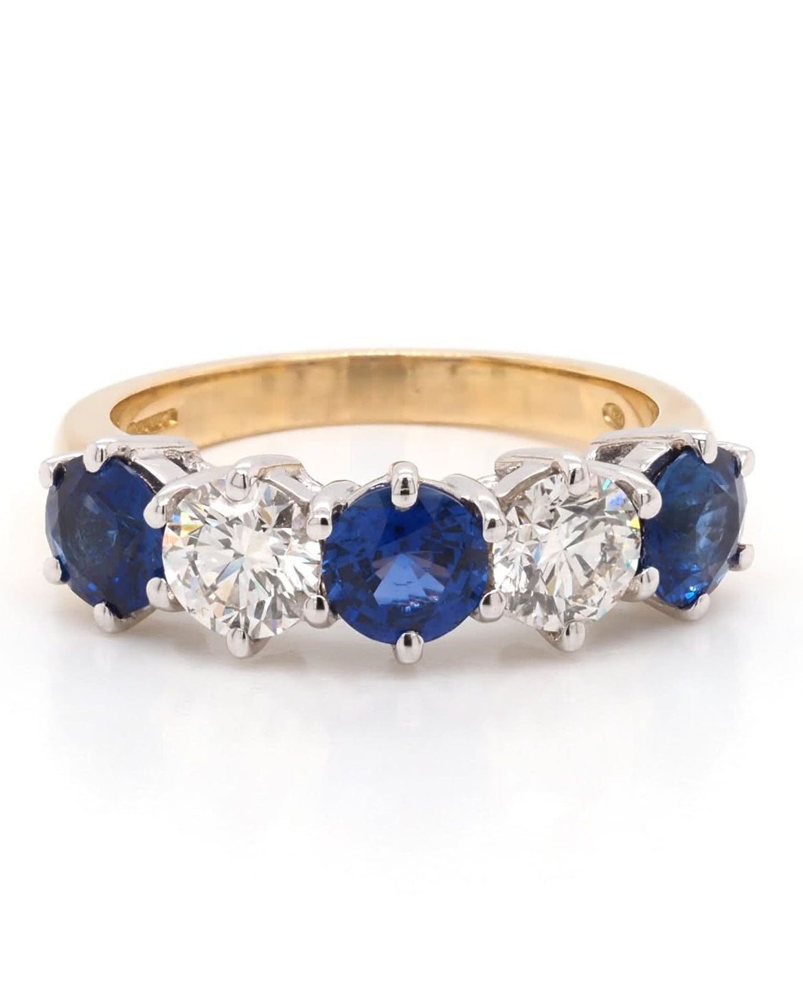 Ogden of Harrogate Jewellery 18ct Yellow Gold Sapphire and Diamond Five-Stone Ring