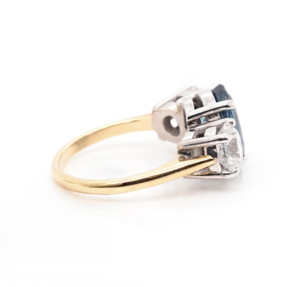 Ogden of Harrogate Jewellery 18ct Yellow Gold Sapphire and Diamond Three-Stone Ring