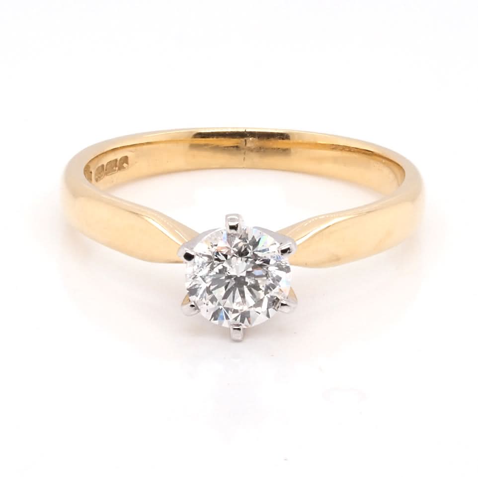 Ogden of Harrogate Jewellery 18ct Yellow Gold Single Stone Diamond Solitaire Ring with High Setting