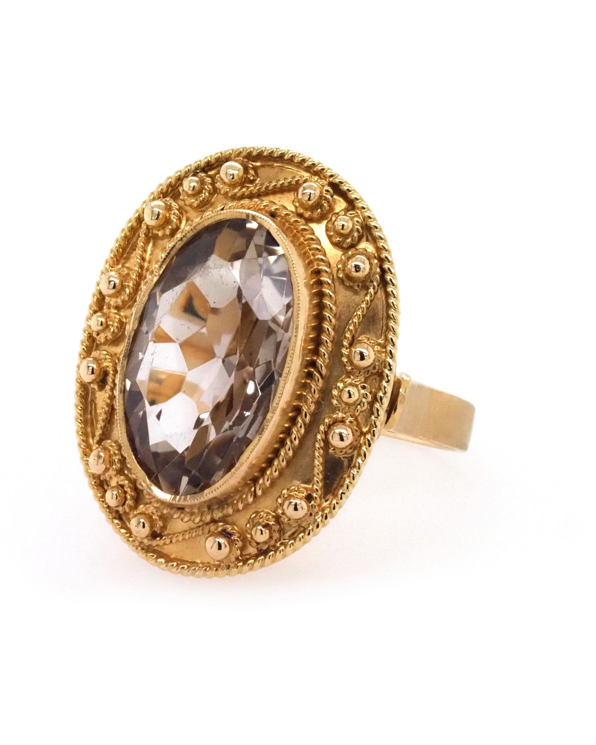 Ogden of Harrogate Jewellery 18ct Yellow Gold Smokey Oval Quartz Ring