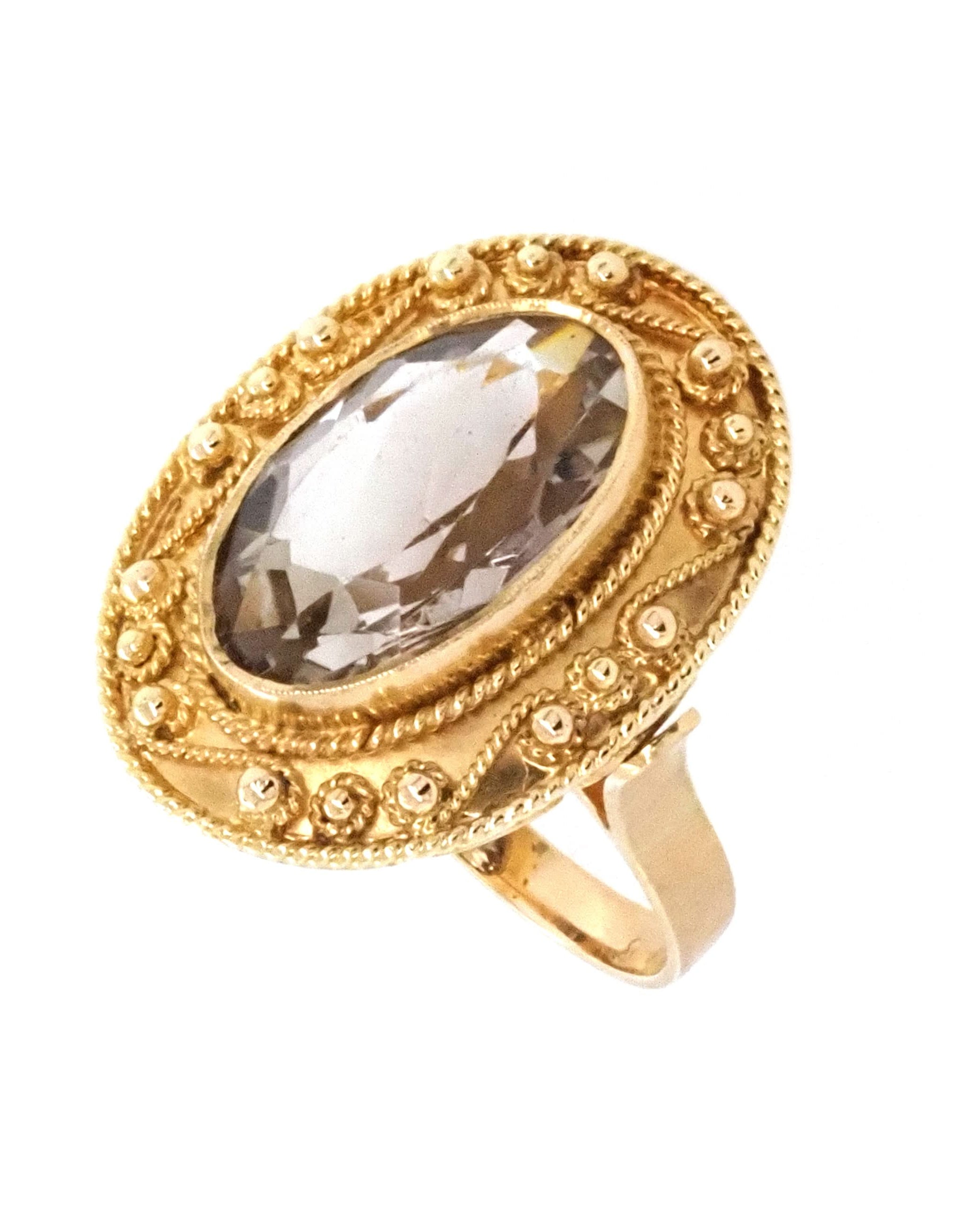 Ogden of Harrogate Jewellery 18ct Yellow Gold Smokey Oval Quartz Ring