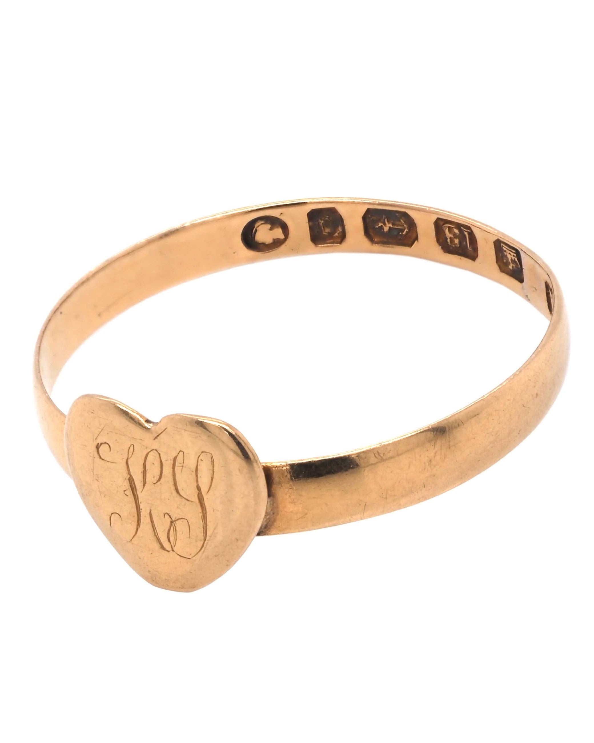 Ogden of Harrogate Jewellery 18ct Yellow Gold Victorian Sweetheart Ring, c.1881