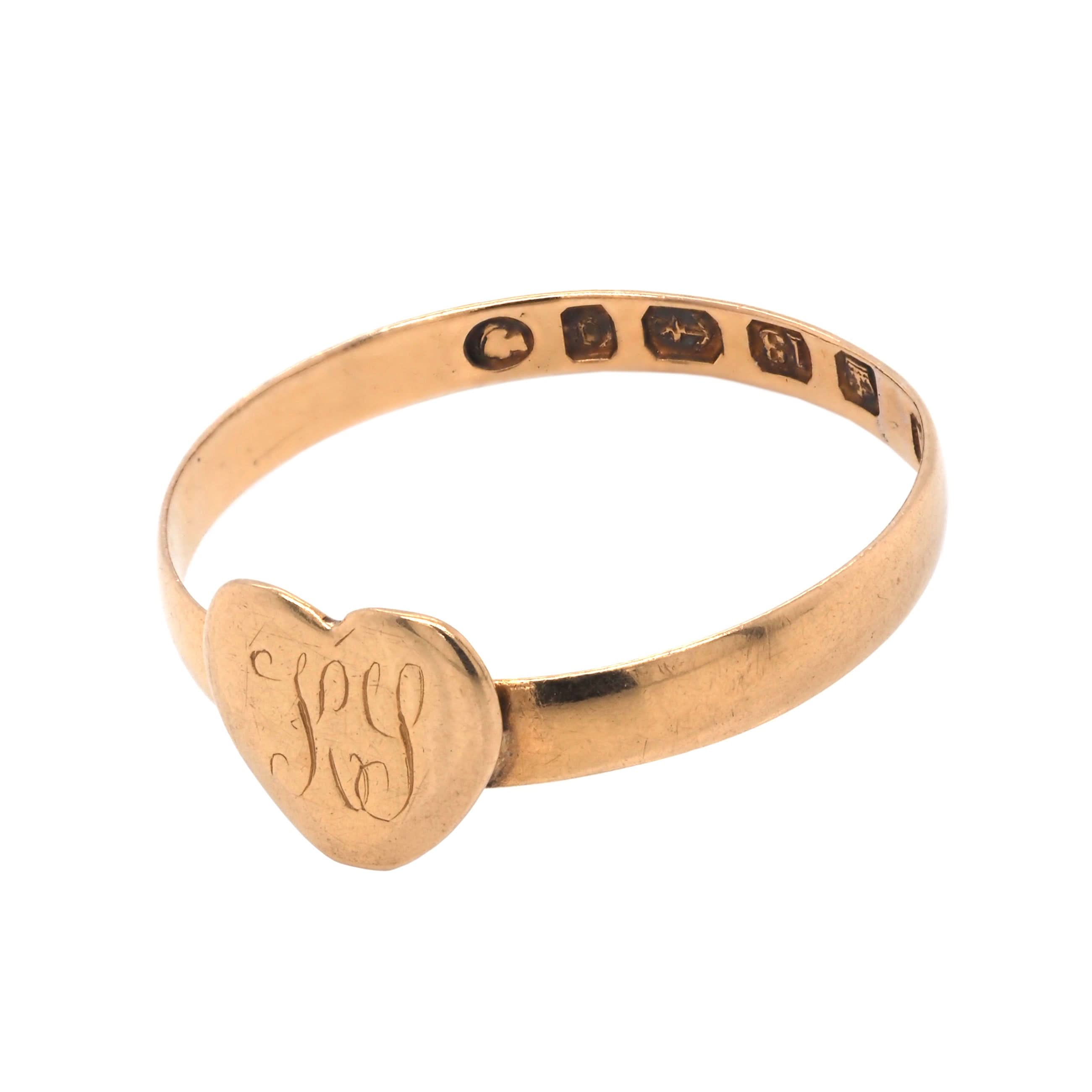 Ogden of Harrogate Jewellery 18ct Yellow Gold Victorian Sweetheart Ring, c.1881