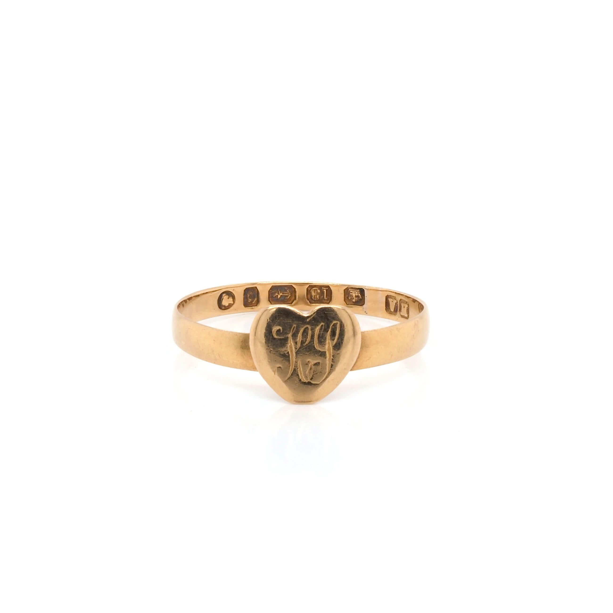 Ogden of Harrogate Jewellery 18ct Yellow Gold Victorian Sweetheart Ring, c.1881