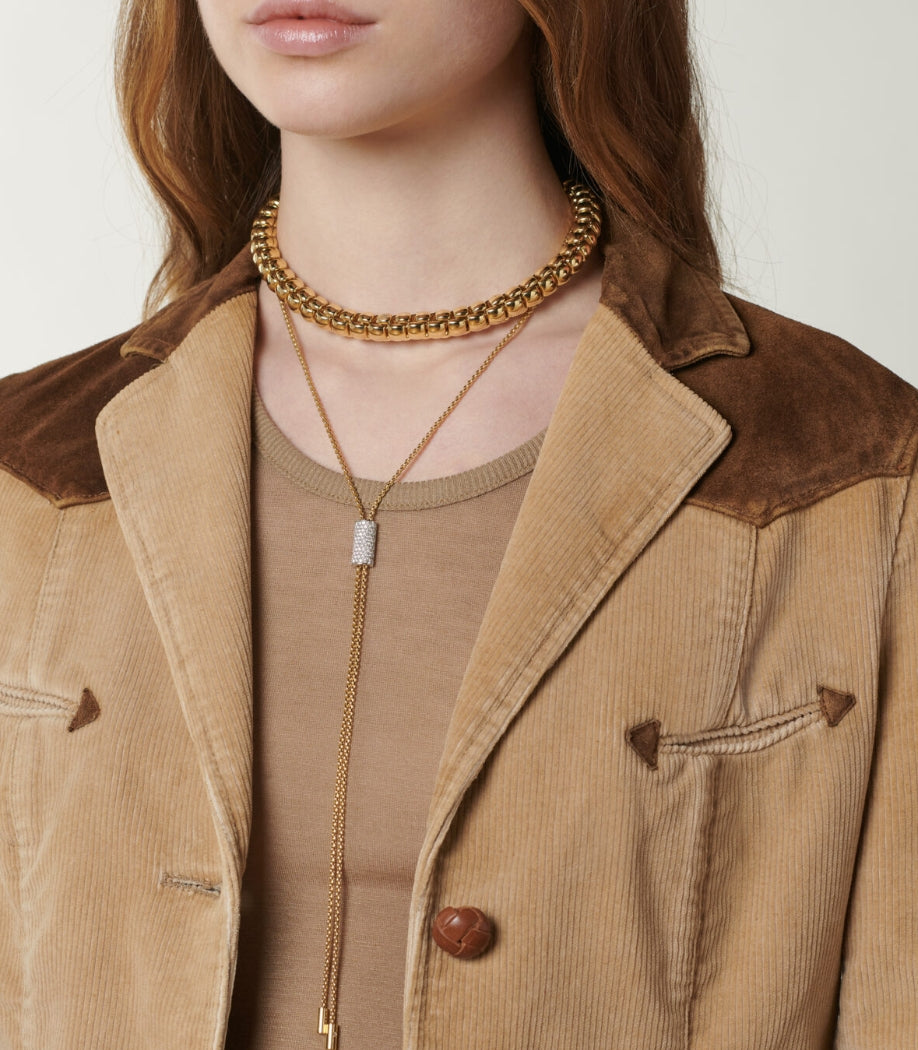 Ogden Of Harrogate Jewellery 18K White Gold Fope Necklace With a Diamond Pavé Slider For Adjustable Length