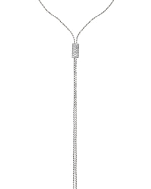 Ogden Of Harrogate Jewellery 18K White Gold Fope Necklace With a Diamond Pavé Slider For Adjustable Length