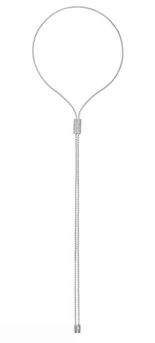 Ogden Of Harrogate Jewellery 18K White Gold Fope Necklace With a Diamond Pavé Slider For Adjustable Length