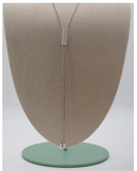 Ogden Of Harrogate Jewellery 18K White Gold Fope Necklace With a Diamond Pavé Slider For Adjustable Length