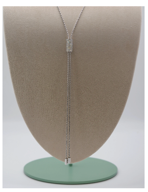 Ogden Of Harrogate Jewellery 18K White Gold Fope Necklace With a Diamond Pavé Slider For Adjustable Length