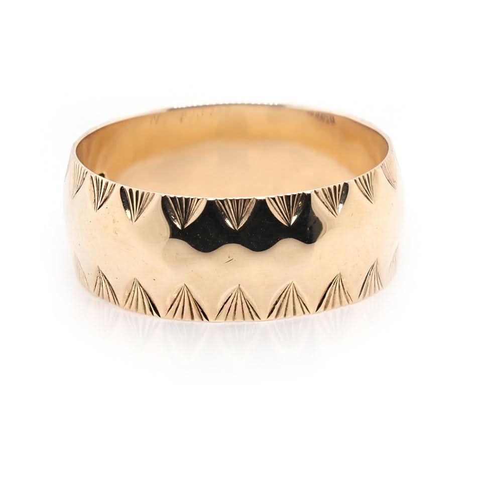 Ogden of Harrogate Jewellery 9ct Gold Wide Ring with Crimped Edges