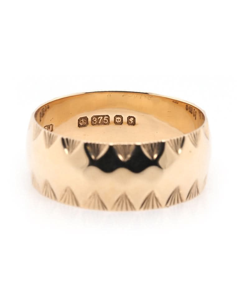 Ogden of Harrogate Jewellery 9ct Gold Wide Ring with Crimped Edges