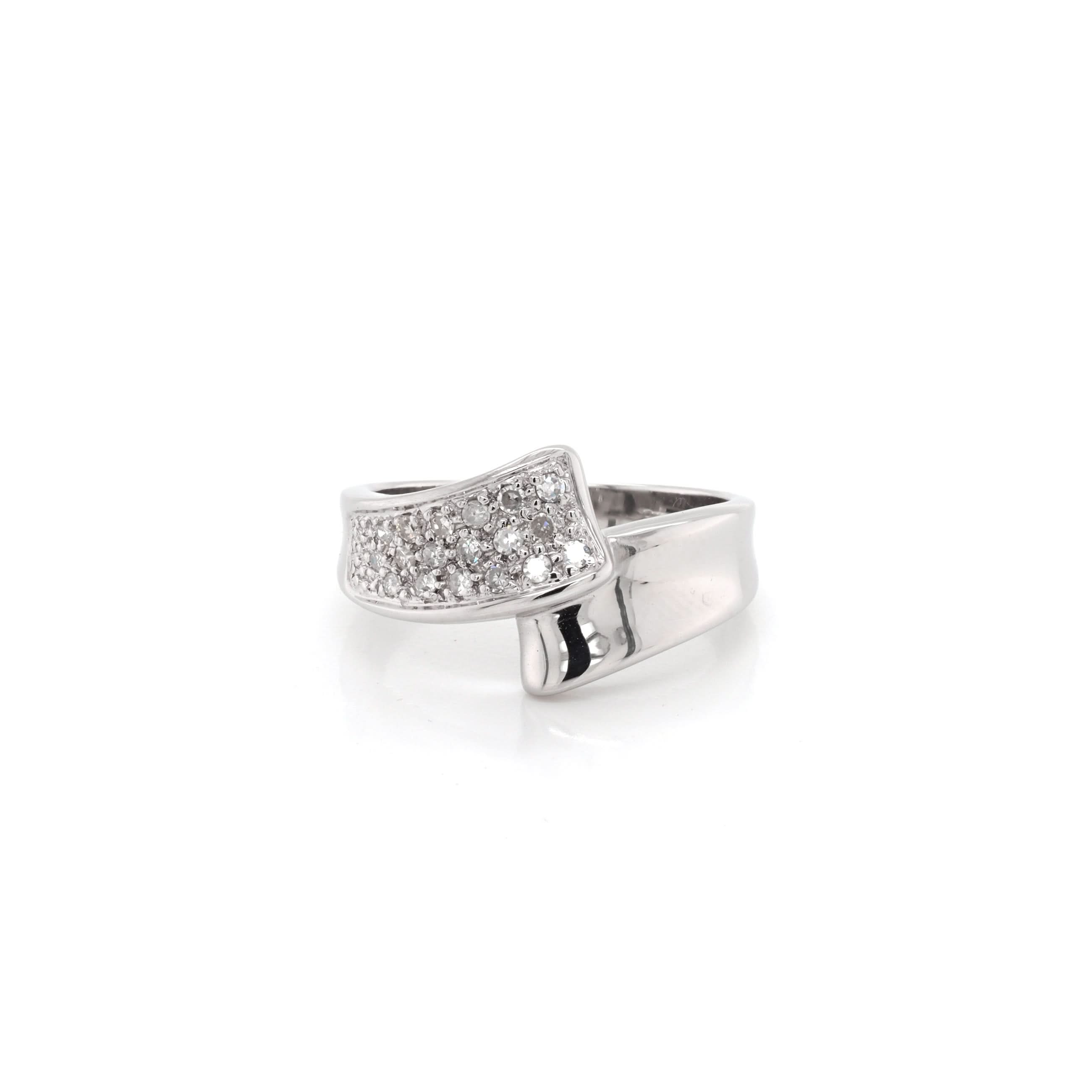 Ogden of Harrogate Jewellery 9ct White Gold Cross-Over Diamond Ring