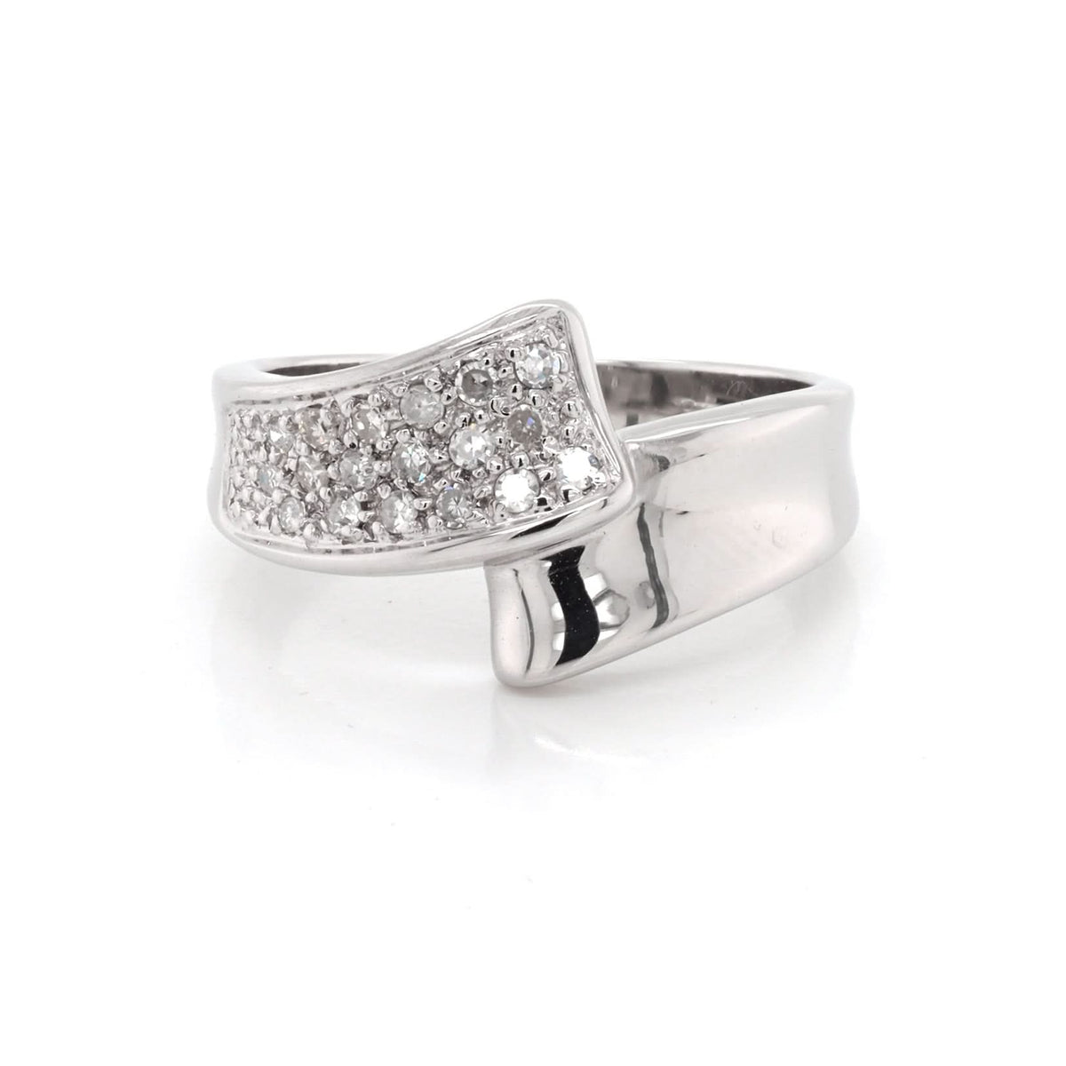 Ogden of Harrogate Jewellery 9ct White Gold Cross-Over Diamond Ring