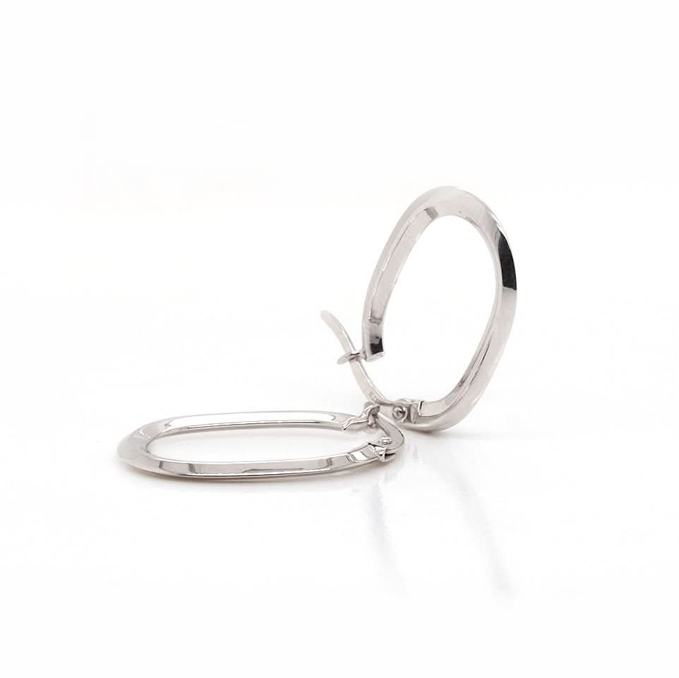 Ogden of Harrogate Jewellery 9ct White Gold Flat Oval Hoop Earrings