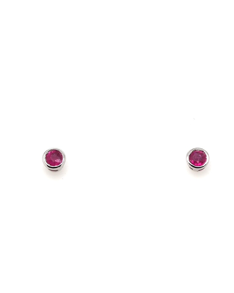 Ogden of Harrogate Jewellery 9ct White Gold Small Ruby Stud Earrings