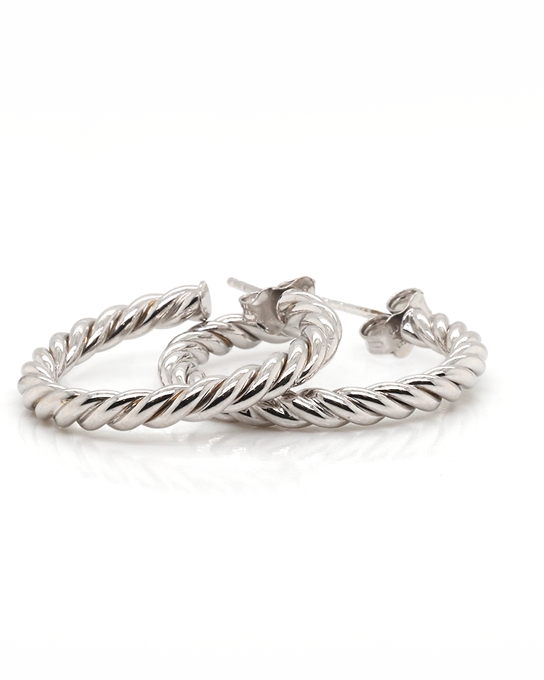 Ogden of Harrogate Jewellery 9ct White Gold Twist Hoop Earrings
