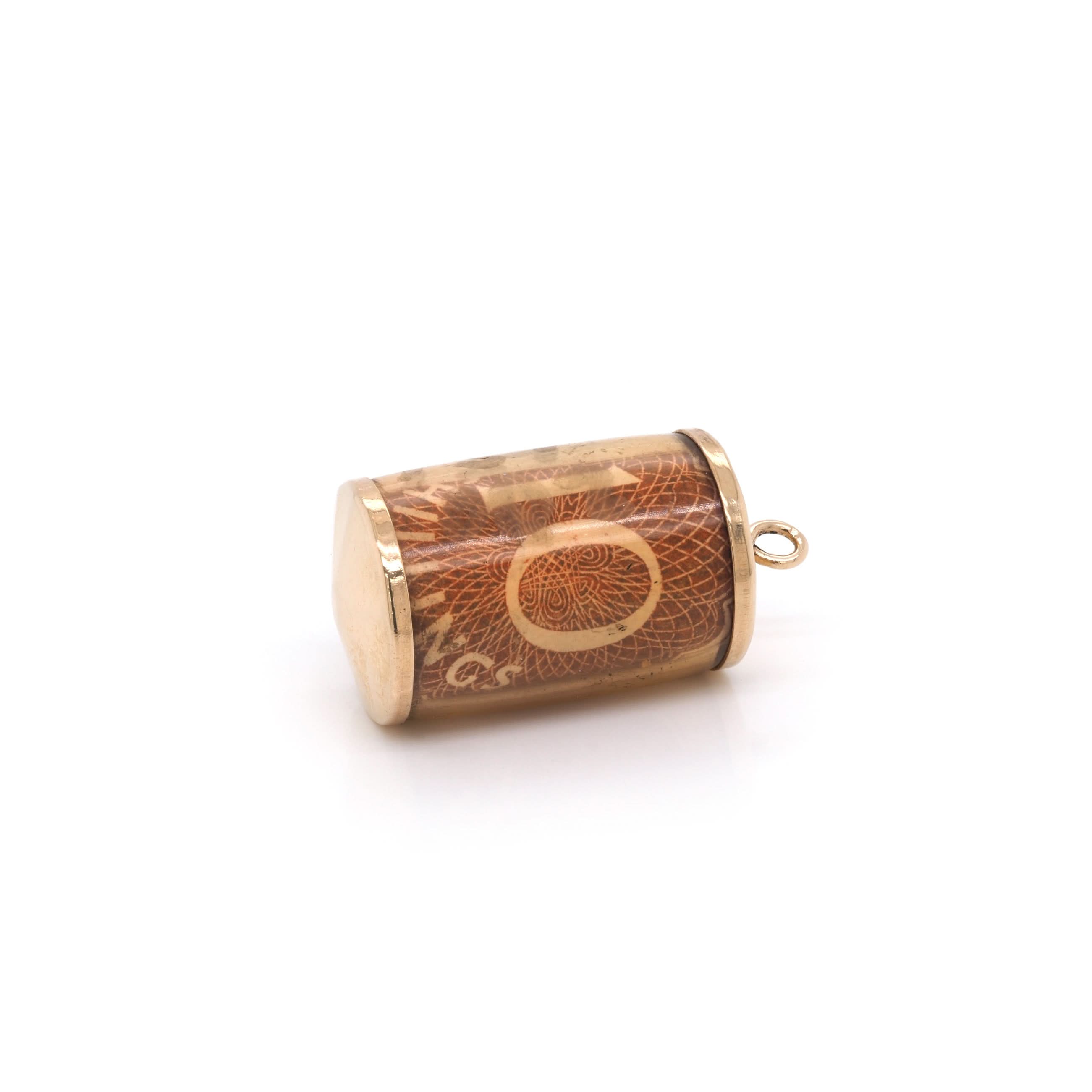 Ogden of Harrogate Jewellery 9ct Yellow Gold 10/- Tube Charm