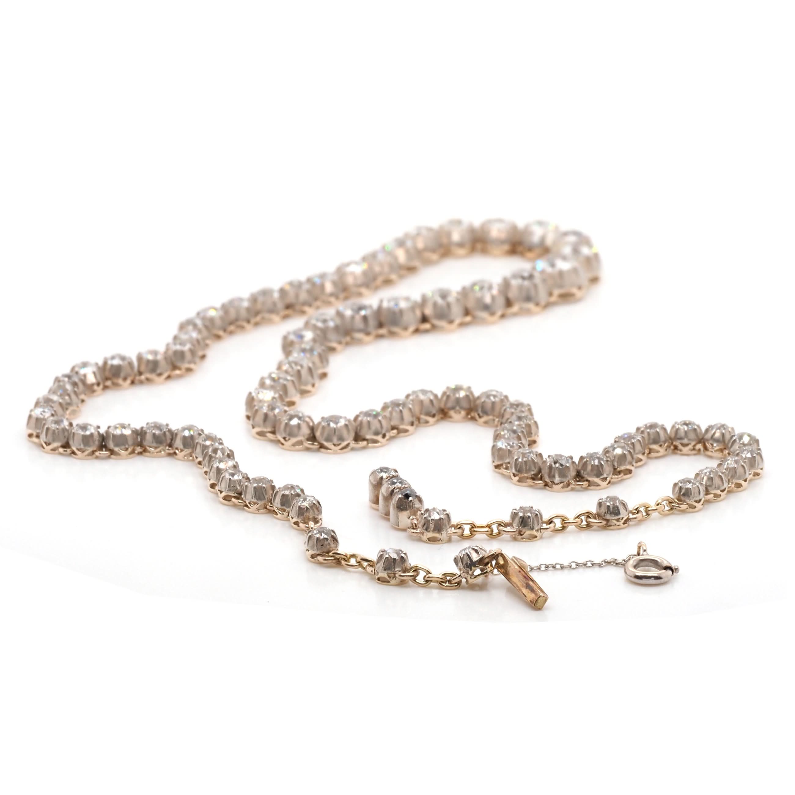 Ogden of Harrogate Jewellery 9ct Yellow Gold and Silver Graduated Diamond 'Riviera' Necklace, c.1880