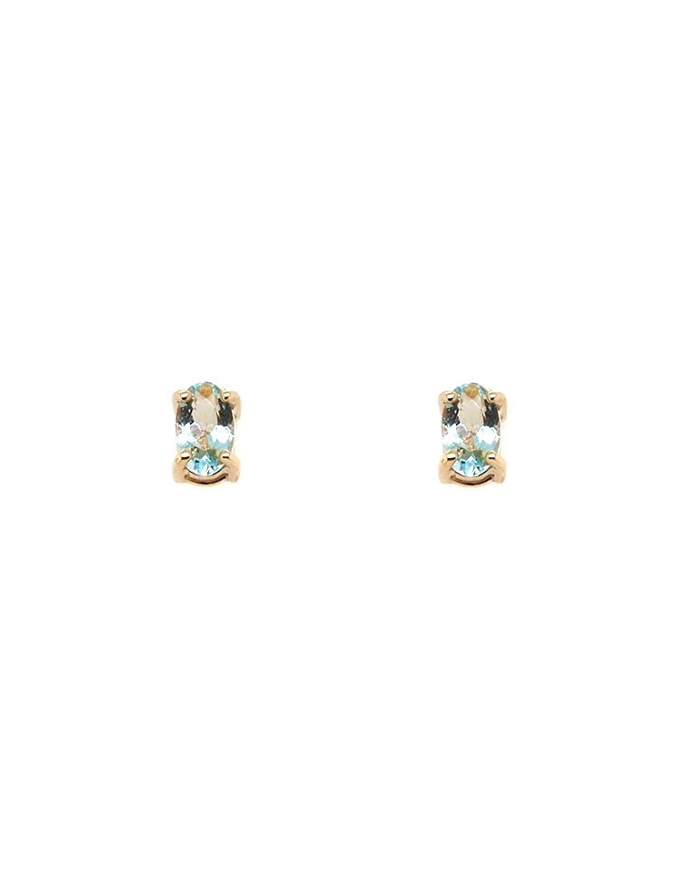 Ogden Of Harrogate Jewellery 9ct Yellow Gold Claw Set Oval Aquamarine Earrings