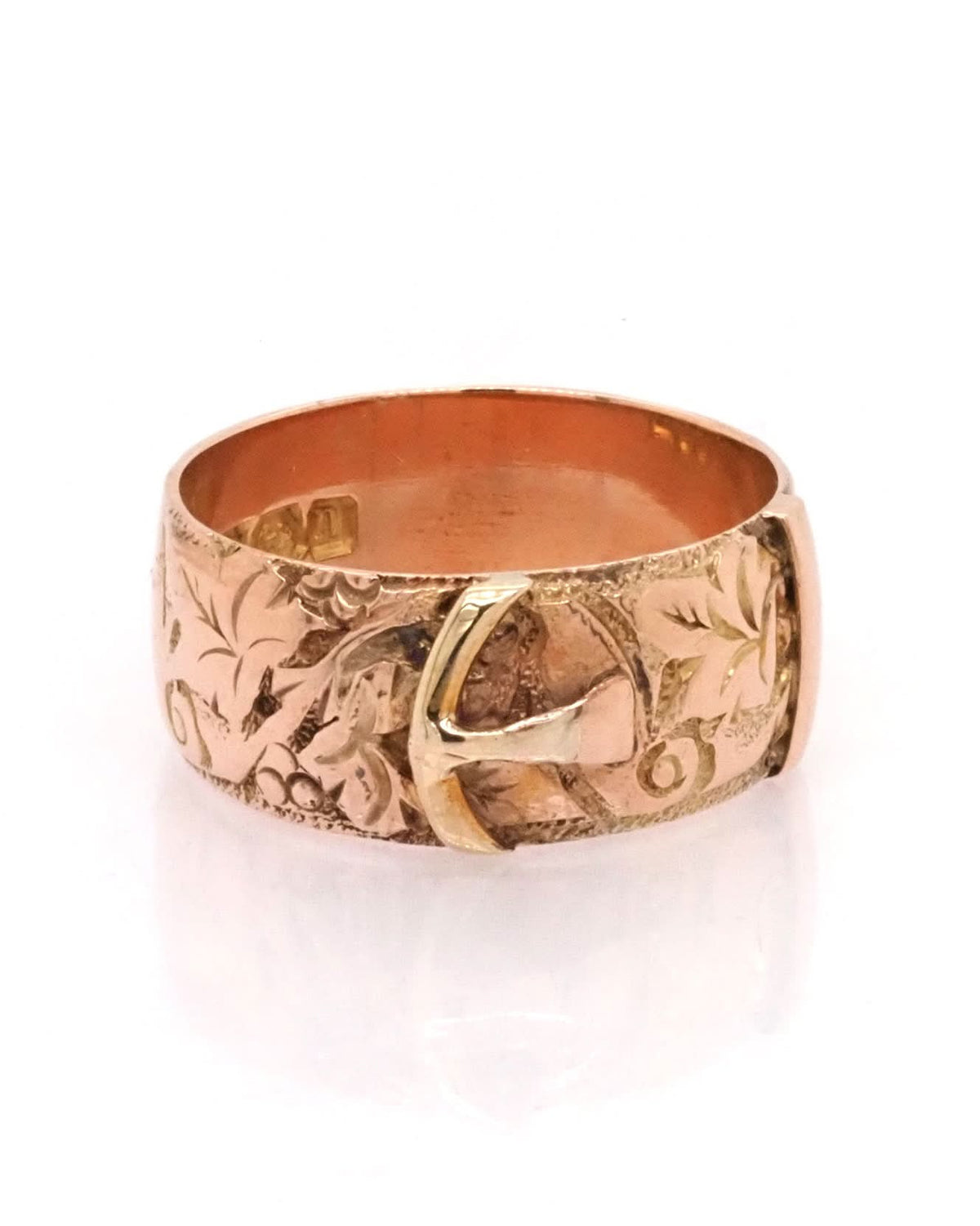 Ogden of Harrogate Jewellery 9ct Yellow Gold Edwardian Buckle Ring, c.1912