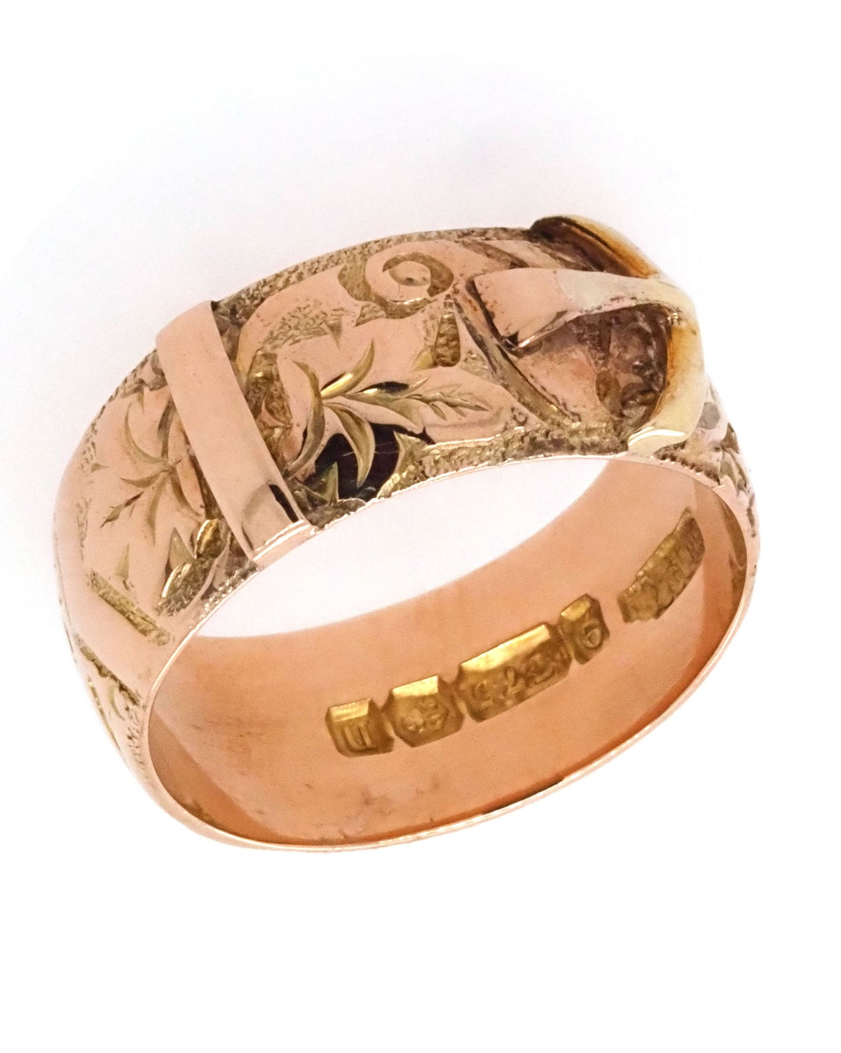 Ogden of Harrogate Jewellery 9ct Yellow Gold Edwardian Buckle Ring, c.1912