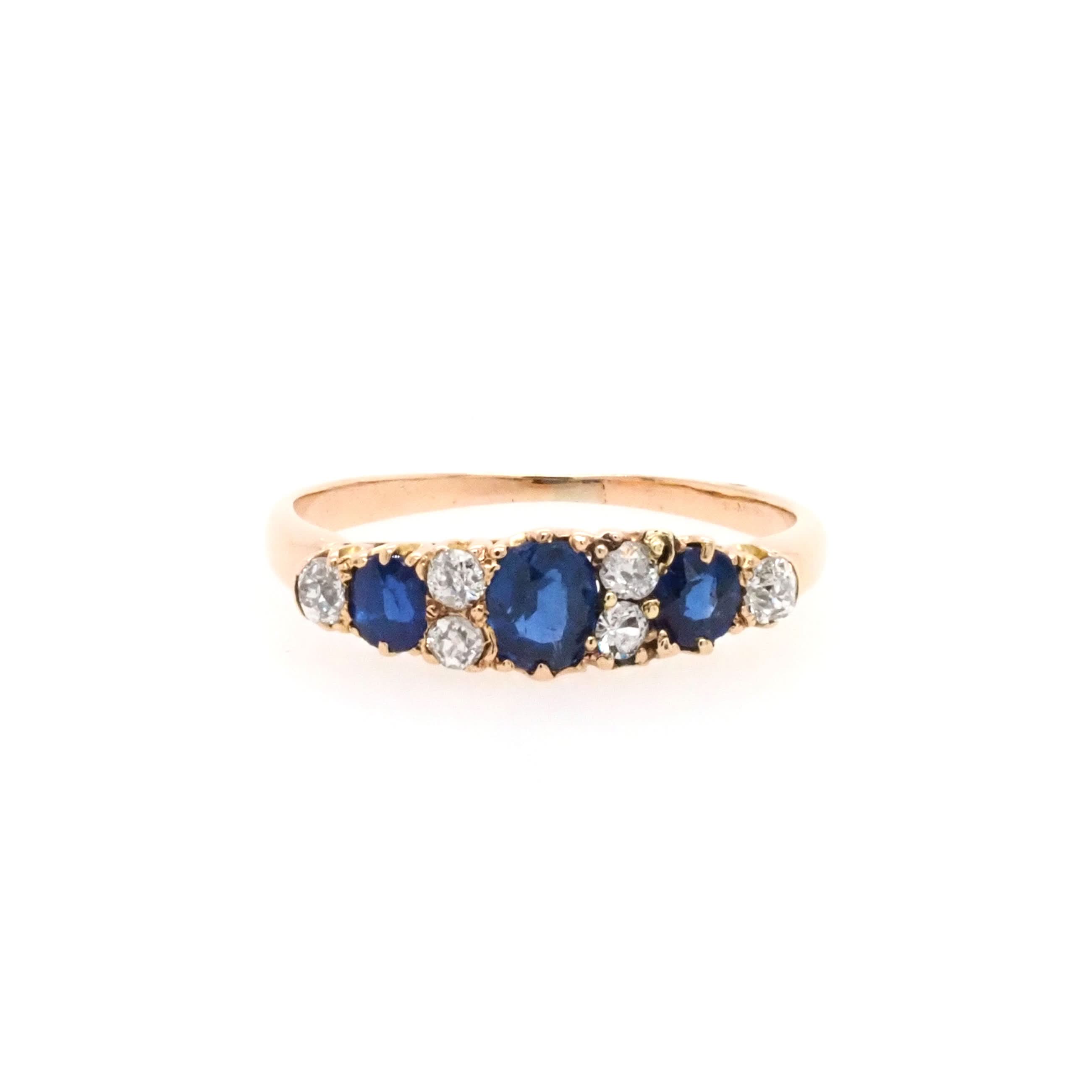 Ogden of Harrogate Jewellery 9ct Yellow Gold Sapphire and Diamond Dress Ring