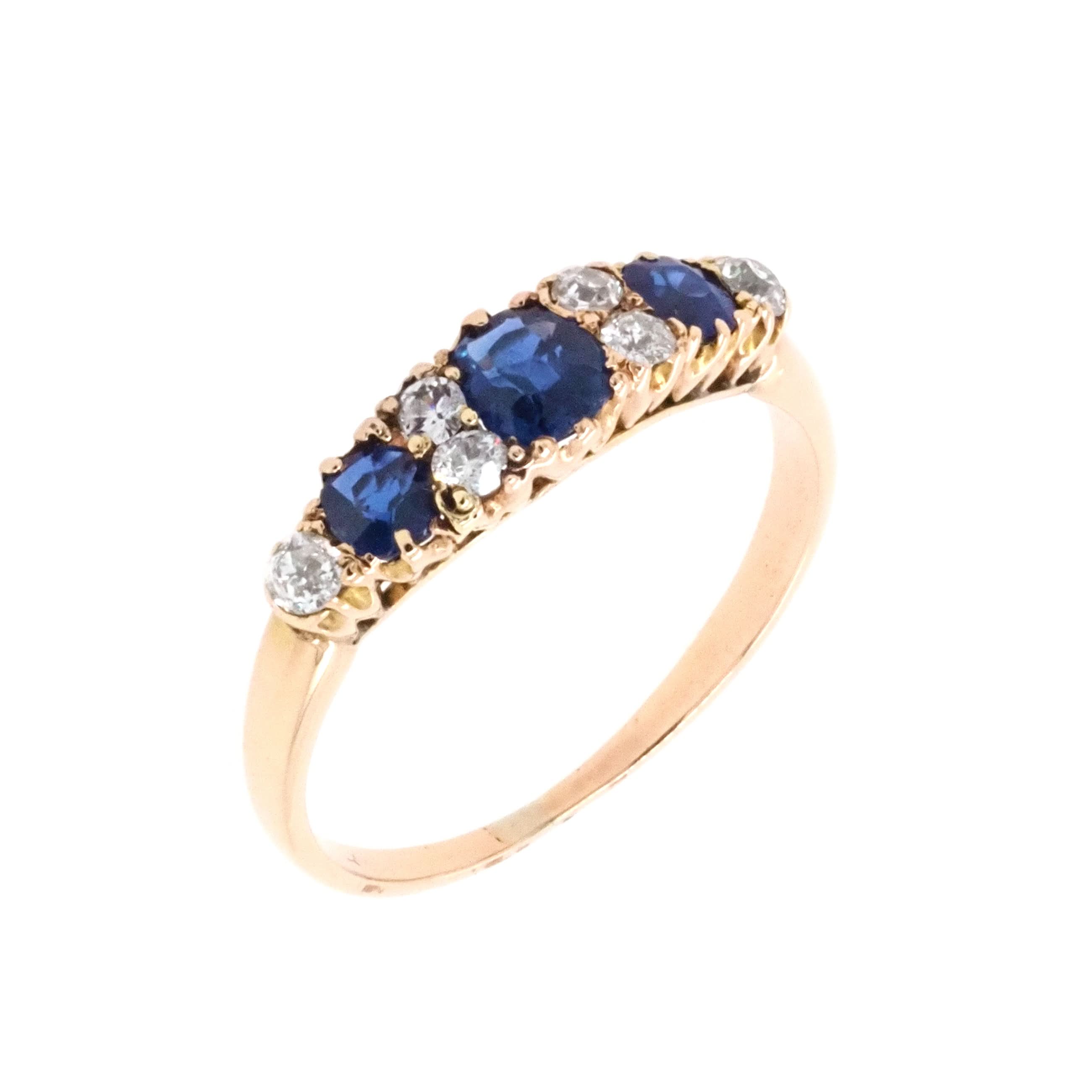 Ogden of Harrogate Jewellery 9ct Yellow Gold Sapphire and Diamond Dress Ring