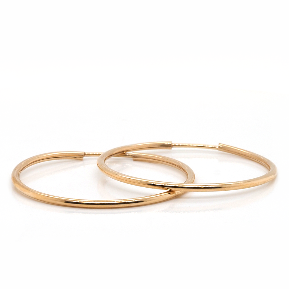 Ogden of Harrogate Jewellery 9ct Yellow Gold Thin Hoop 32mm Earrings