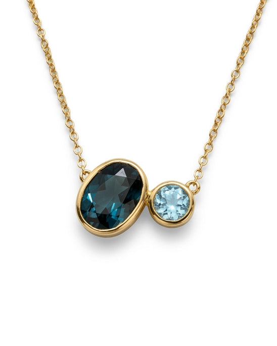 Ogden Of Harrogate Jewellery A Blue Topaz Necklace in 9ct Yellow Gold