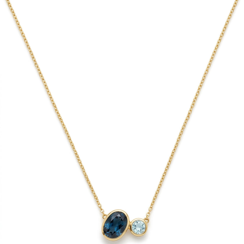 Ogden Of Harrogate Jewellery A Blue Topaz Necklace in 9ct Yellow Gold