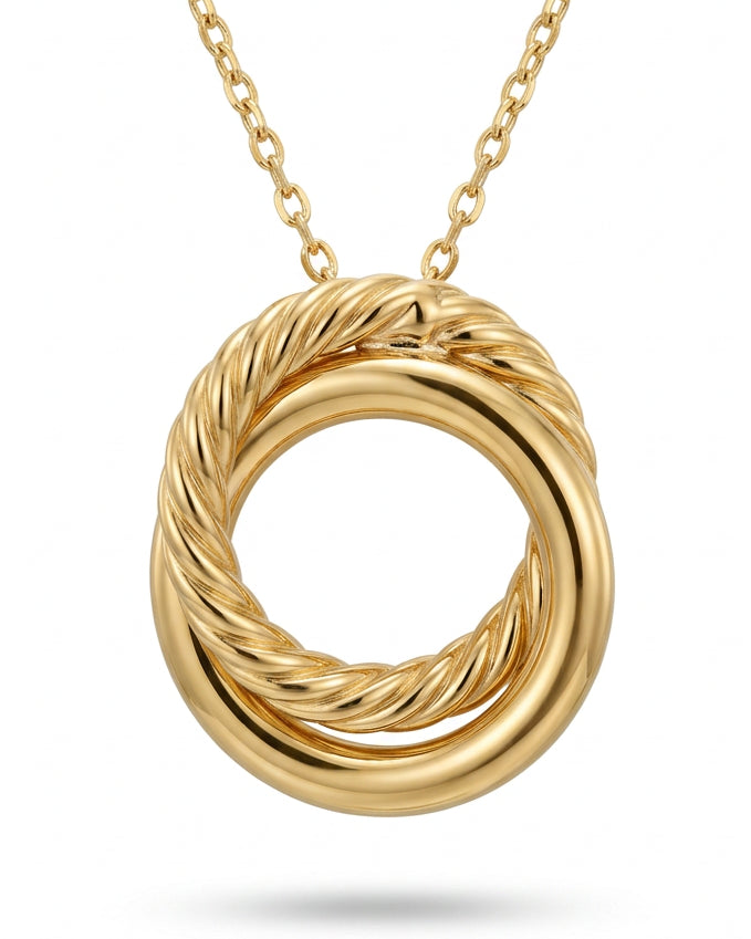 Ogden Of Harrogate Jewellery A Double Fix Hoop Pendant in 9ct Yellow Gold, 18 inch