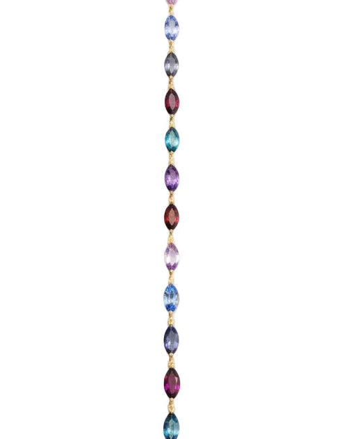 Ogden Of Harrogate Jewellery A Multy Marquise Cut Gem Stone Bracelet in 9ct Yellow Gold