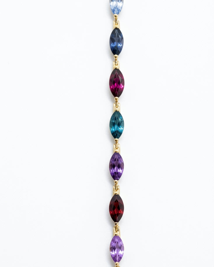 Ogden Of Harrogate Jewellery A Multy Marquise Cut Gem Stone Bracelet in 9ct Yellow Gold